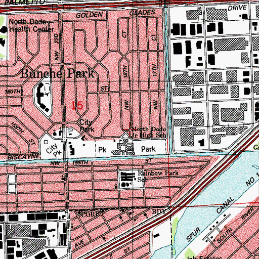 Topographic Map of North Dade Center of Modern Language Day Care Center, FL