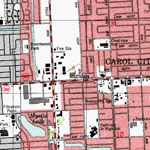 Topographic Map of North Dade Regional Library, FL
