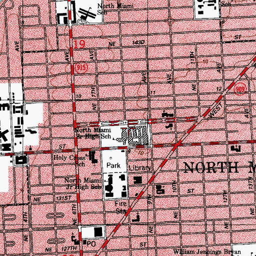 Topographic Map of North Miami Senior Adult Education, FL