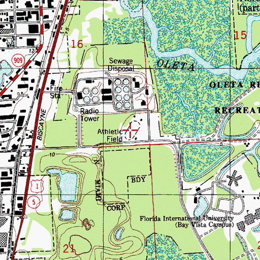 Topographic Map of North Miami Athletic Stadium, FL