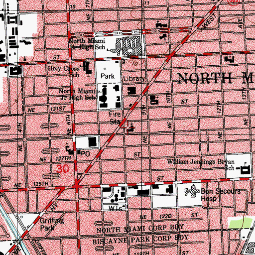 Topographic Map of North Miami Baptist Academy, FL