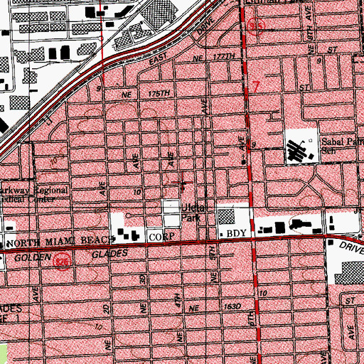 Topographic Map of North Miami Beach Presbyterian Church Day Care Center, FL