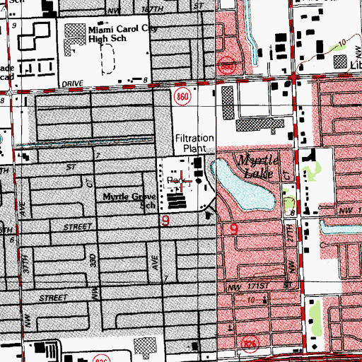 Topographic Map of Myrtle Park, FL