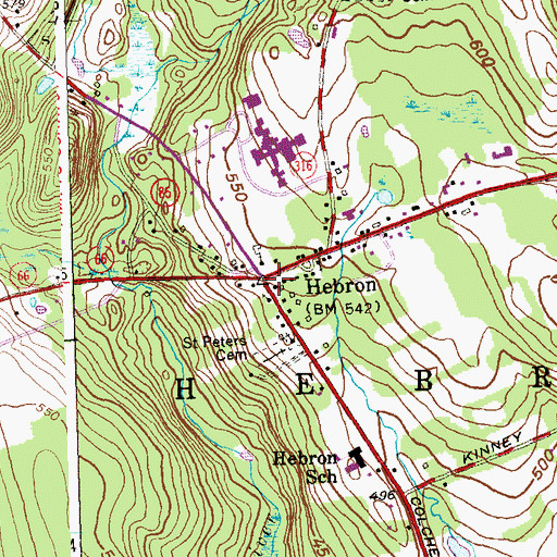 Topographic Map of Hebron, CT