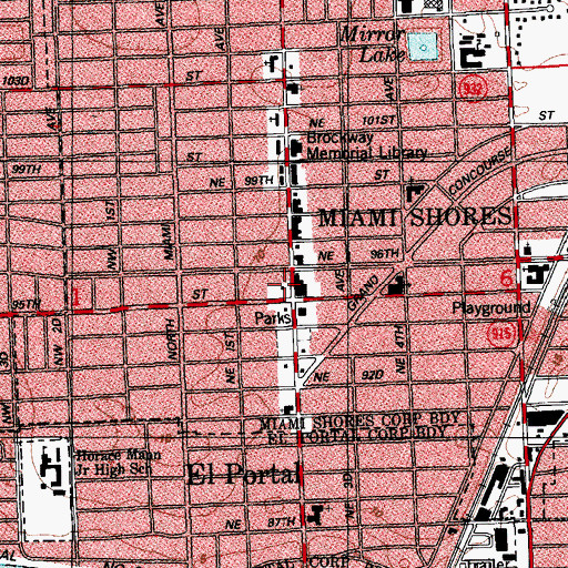 Topographic Map of Miami Shores Fire Station, FL
