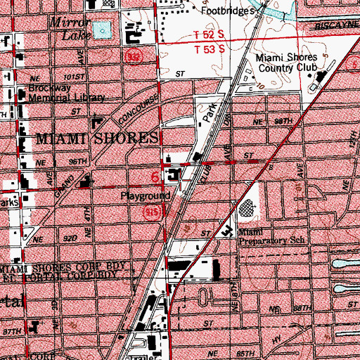 Topographic Map of Miami Shores Presbyterian Church Day Care Center, FL