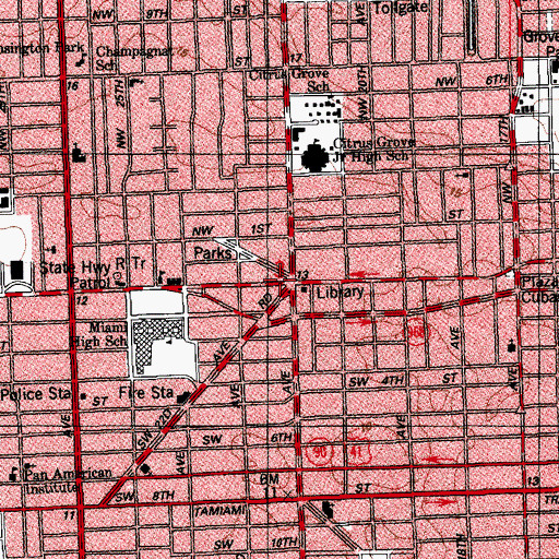 Topographic Map of Miami Police Department South Station, FL