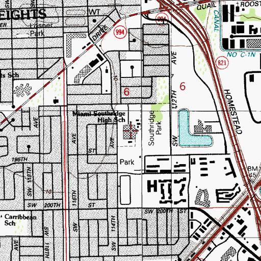 Topographic Map of Miami Southhridge Adult School, FL