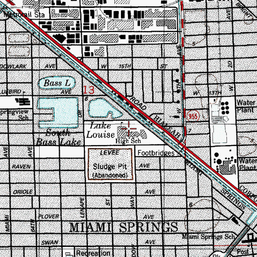 Topographic Map of Miami Springs Senior High Adult School, FL