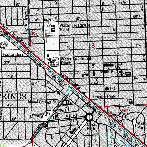 Topographic Map of Miami Springs Chamber of Commerce, FL