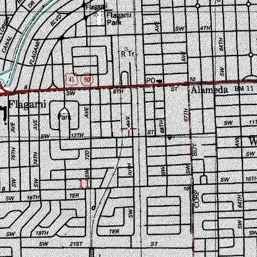 Topographic Map of Miami Terrace Mobile Home, FL