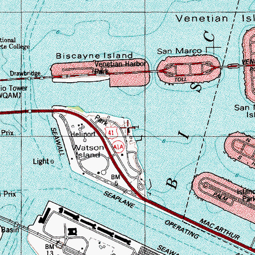 Topographic Map of Miami Yacht Club, FL