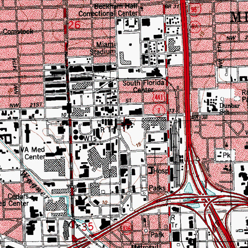 Topographic Map of Miami-Dade Community College, FL
