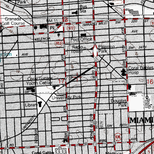 Topographic Map of Miami-Dade County Courthouse, FL