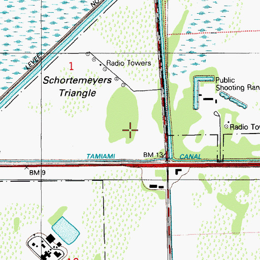 Topographic Map of Miccosukee Police Department Krome Substation, FL