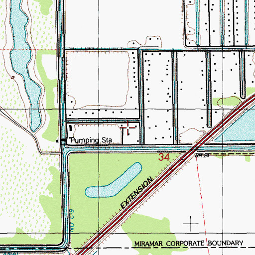 Topographic Map of Miramar Fire Station, FL