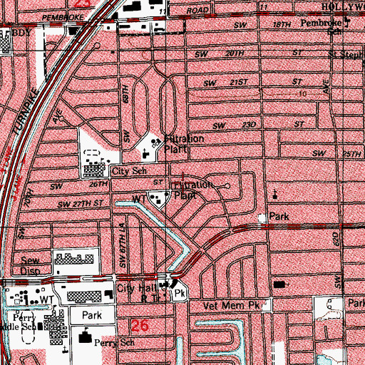 Topographic Map of Miramar Library, FL