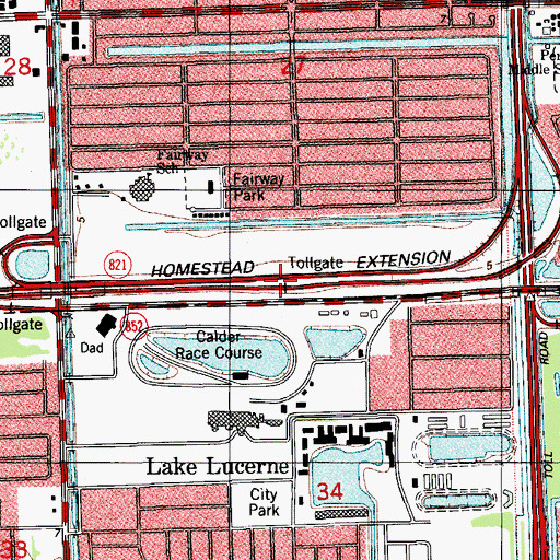 Topographic Map of Miramar Toll Plaza, FL