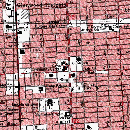 Topographic Map of Model City Library, FL