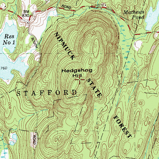 Topographic Map of Hedgehog Hill, CT
