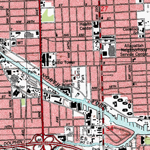 Topographic Map of Miami Police Department - Allapattah NET, FL
