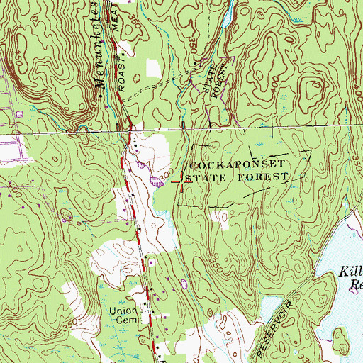 Topographic Map of Heft Brook, CT