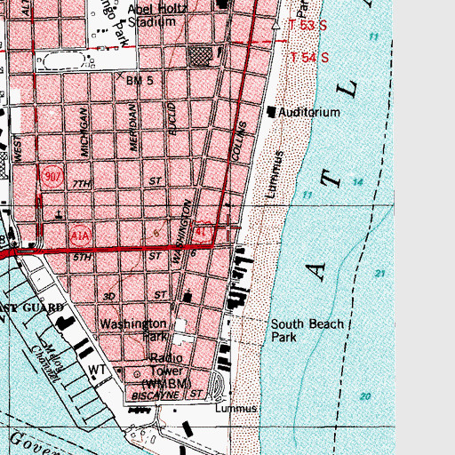 Topographic Map of Miami Beach Health Center, FL