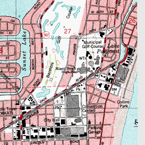 Topographic Map of Miami Beach Senior High Head Start, FL