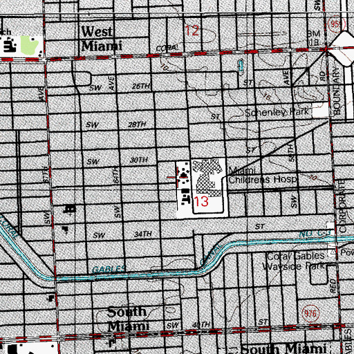 Topographic Map of Miami Children's Hospital Child Care Center, FL