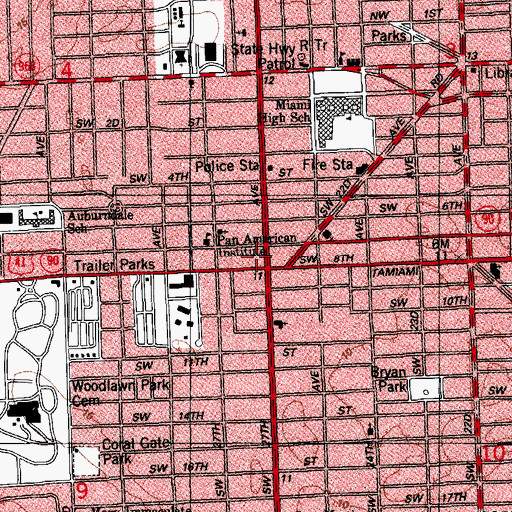 Topographic Map of Miami Dade Community College Interamerican Center, FL