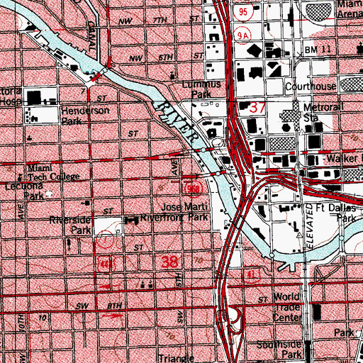 Topographic Map of Miami East Havana Network Police Station, FL