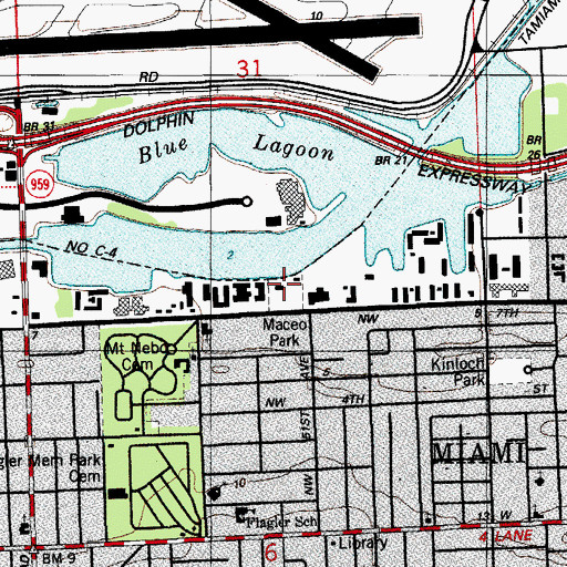 Topographic Map of Miami Police Department - Flagami NET, FL