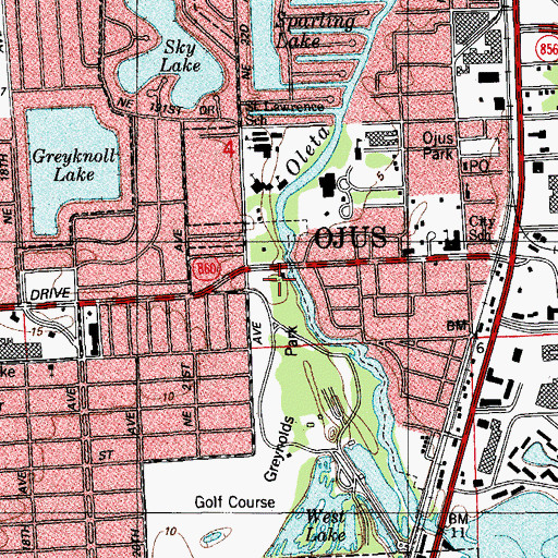 Topographic Map of Miami Gardens Fire Station, FL