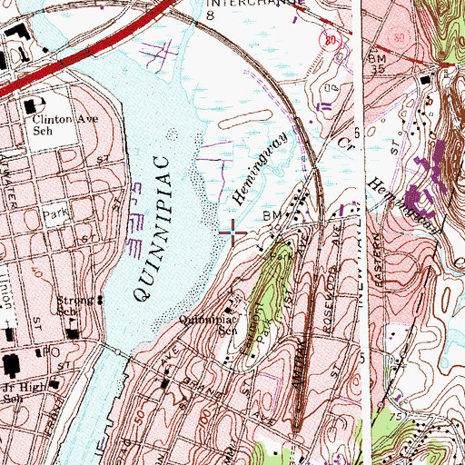 Topographic Map of Hemingway Creek, CT