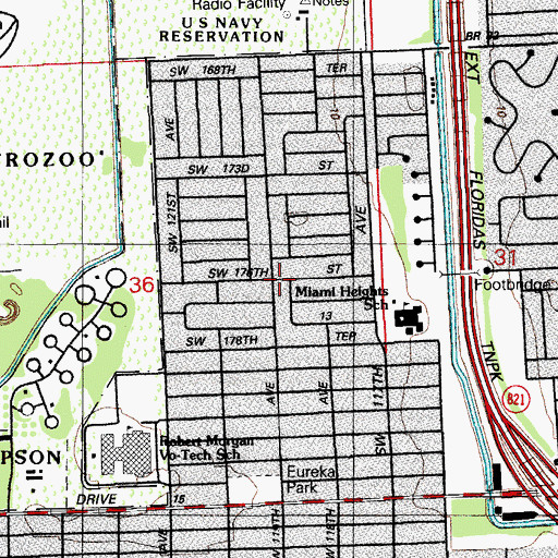 Topographic Map of Miami Heights Head Start, FL