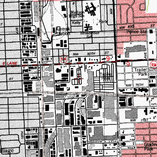 Topographic Map of Miami Heights Trailer Park, FL