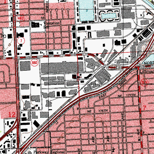 Topographic Map of Miami Industrial Park, FL