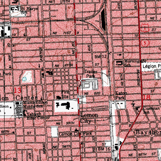 Topographic Map of Miami Police Department - Little Haiti NET, FL
