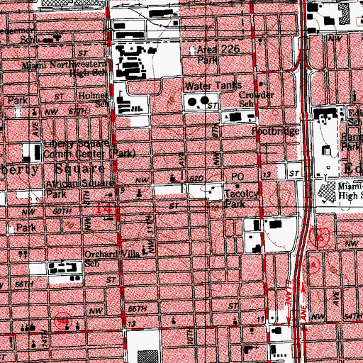 Topographic Map of Miami Police Department North Substation, FL