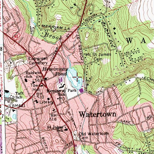 Topographic Map of Heminway Pond, CT