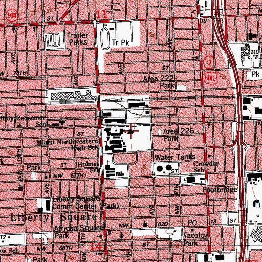 Topographic Map of Miami Northwestern Adult School, FL
