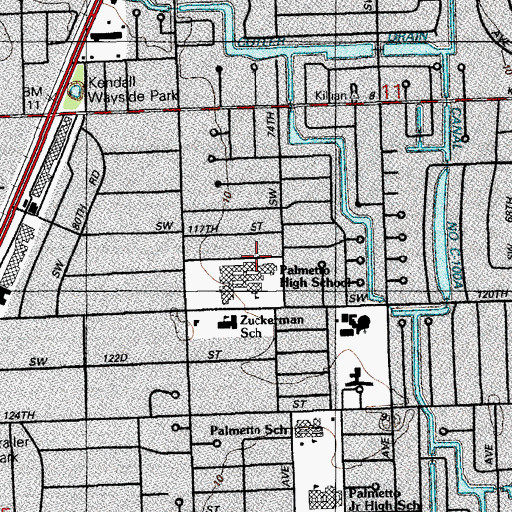 Topographic Map of Miami Palmetto Senior High Adult School, FL