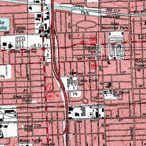 Topographic Map of Little River Baptist Day Care Center, FL