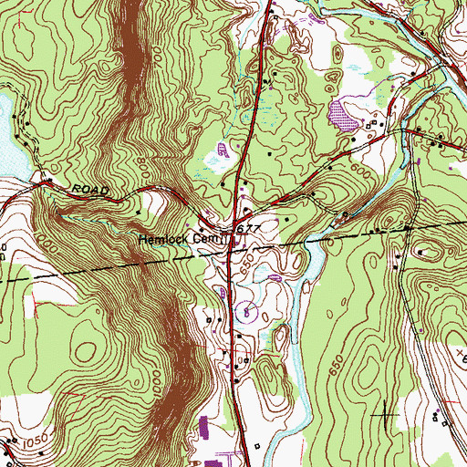 Topographic Map of Hemlock Cemetery, CT