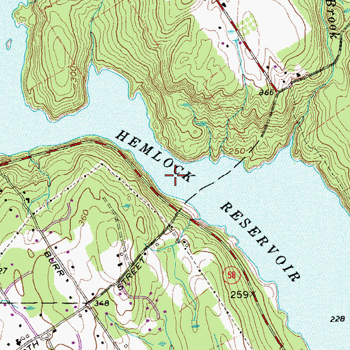 Topographic Map of Hemlock Reservoir, CT