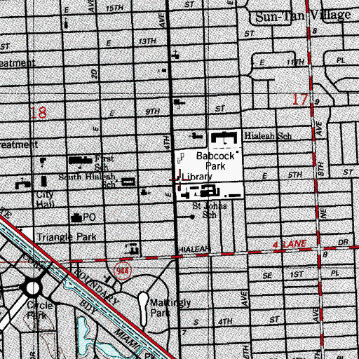 Topographic Map of Lua A Curtis Library, FL