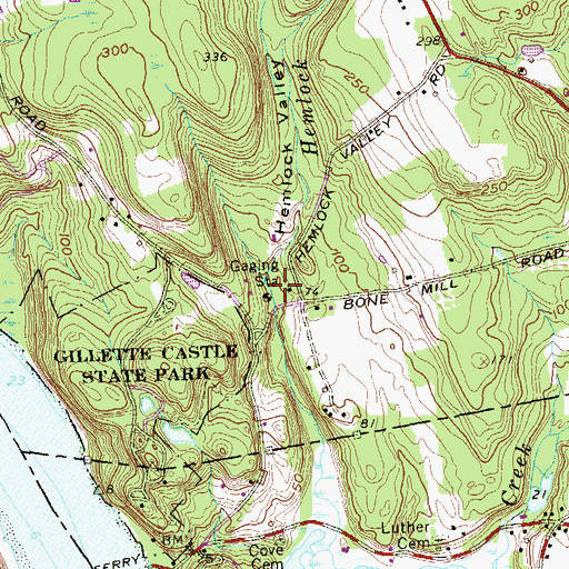 Topographic Map of Hemlock Valley, CT