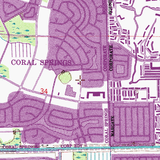 Topographic Map of Margate Fire Station, FL
