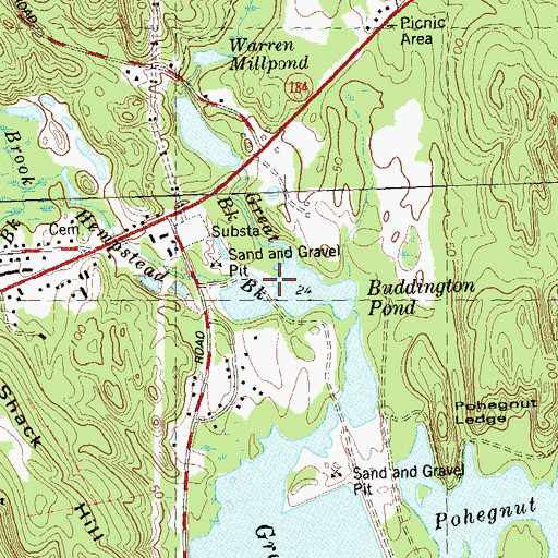 Topographic Map of Hempstead Brook, CT