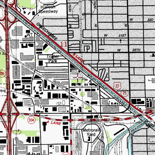 Topographic Map of Medley Police Department, FL